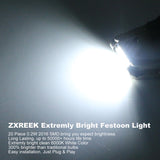 ZXREEK 39mm Festoon Led Light Canbus No Error 12-24V 4W 20 2016 SMD 400 Lumens 6000K (Pack of 4)