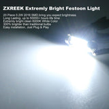 ZXREEK 42mm Festoon Led Light Canbus No Error 12-24V 4W 20 2016 SMD 400 Lumens 6000K (Pack of 4)