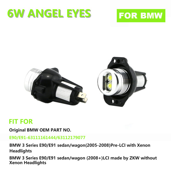 E90 E91 6W LED Angel Eyes, ZXREEK Marker Light For 3 Series Sedan/Wagon 325i 325xi 328i 328xi