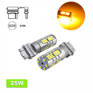 ZXREEK 3156 T25 25W 54 3030 SMD LED Bulb Front Rear Turn Signal Light 9-30V Amber Yellow (Pack of 2)