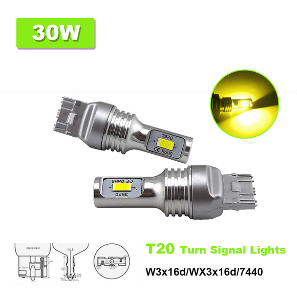 ZXREEK T20 7440 W21W 992 LED TURN SIGNAL LIGHTS BLINKER LIGHTS 15W*2  GOLDEN YELLOW 12-24V ( 2PCS)